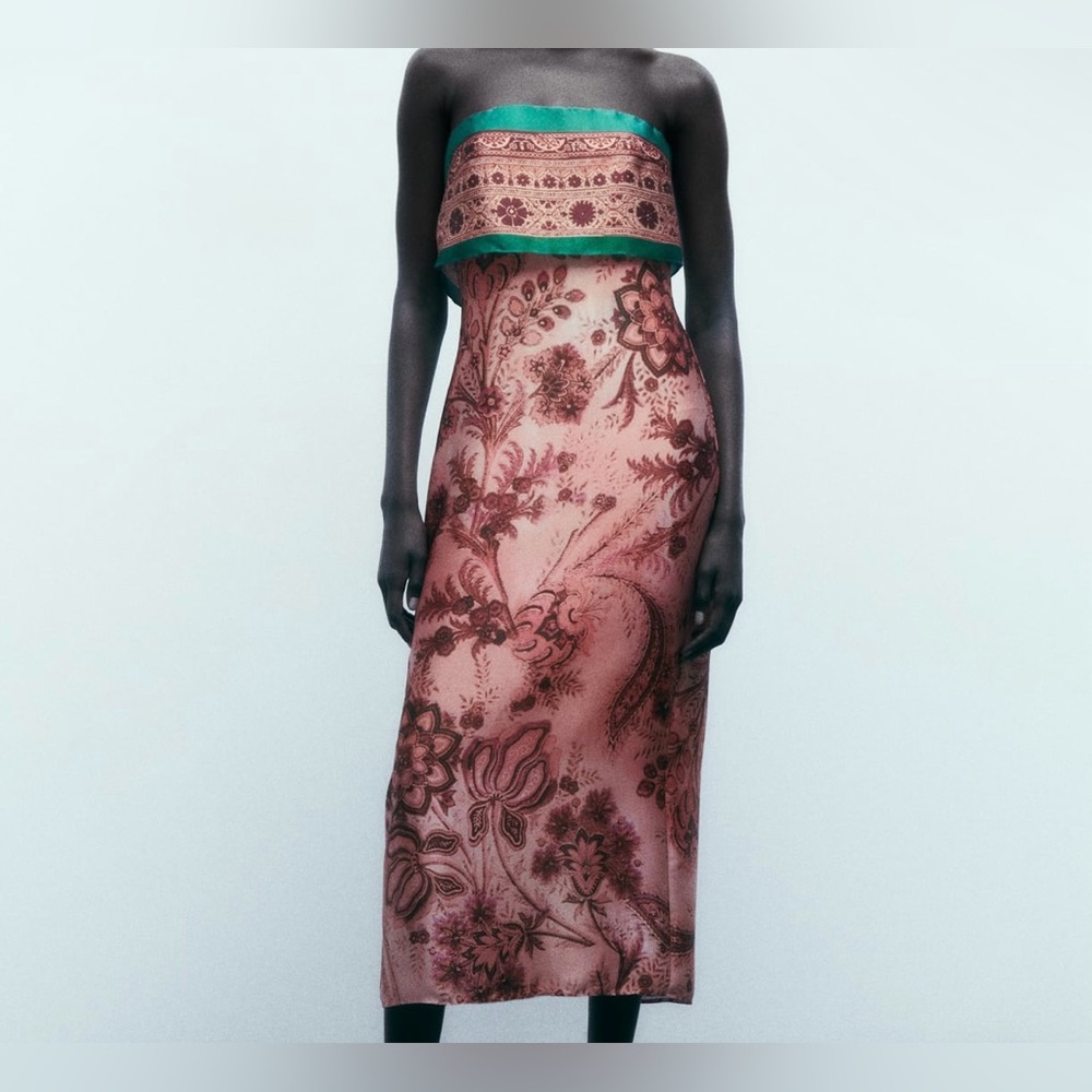 NWT!! Women’s Zara Printed Strapless dress